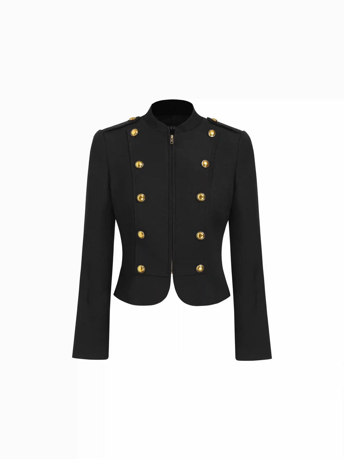 Napoleon Stand Collar Metal Detail Zip Through Military Style Jacket