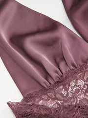 Satin Halter Neckline Lace Panel High Rise Slip Mini Dress