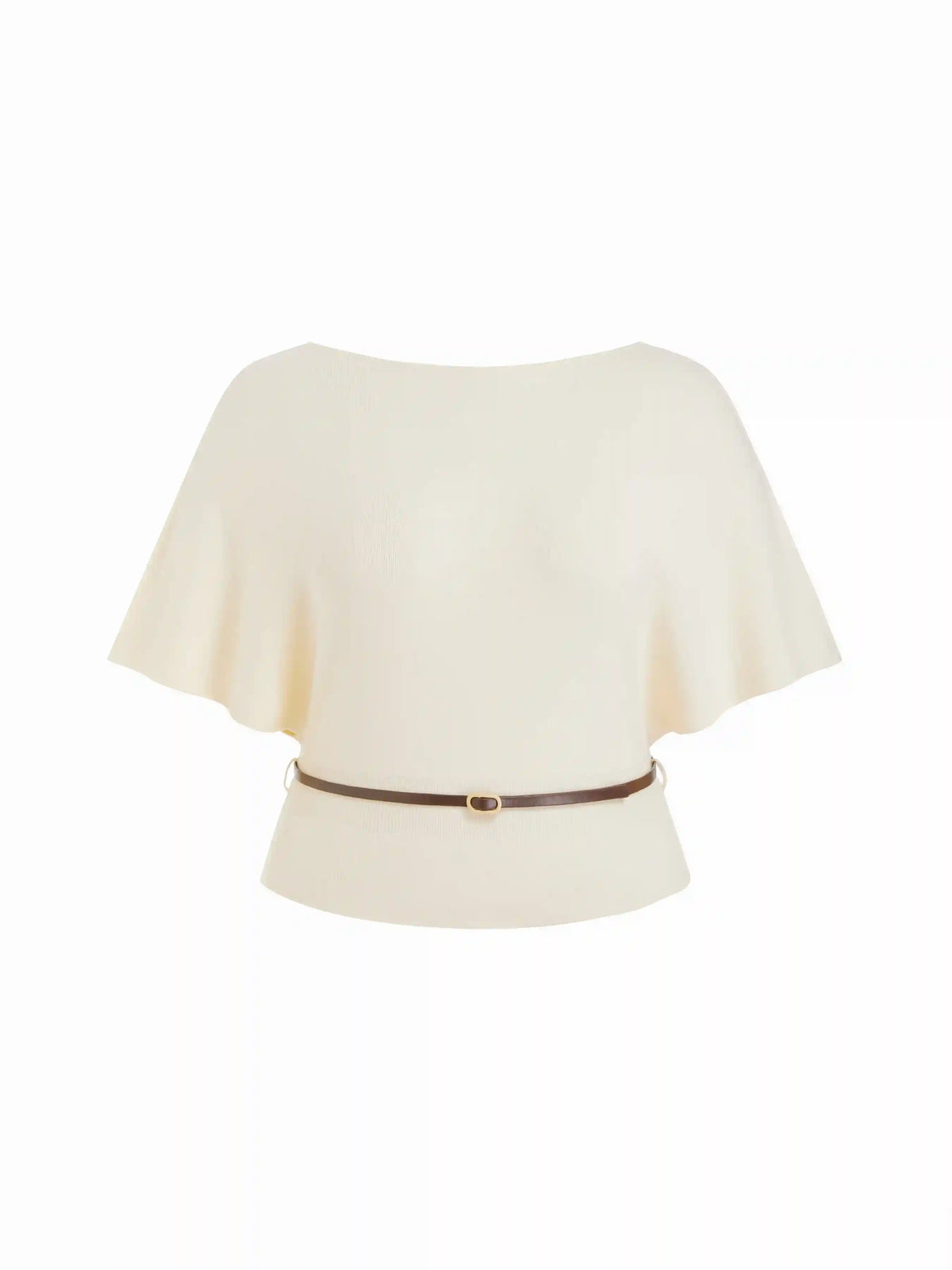Knit Boat Neck Batwing Sleeve Top With Belt Curve & Plus