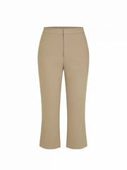 Mid Rise Split Hem Flared Capri Trousers