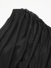 Mesh Off-shoulder Ruched Mid Rise Wide Leg Jumpsuit Curve & Plus