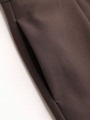 High Rise Pleated Pocket Barrel-leg Long Trousers