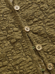 Textured Button Through Cut Out Top