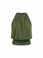 Knit High Stretch Ruched Draped Vest