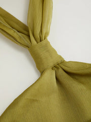 Chiffon Halter Neckline Asymmetrical Ruffle Babydoll Mini Dress