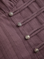 Woven Stand Collar Stripes Short Sleeve Blouses & Shirts Curve & Plus