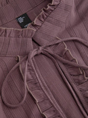 Woven Stand Collar Stripes Short Sleeve Blouses & Shirts Curve & Plus