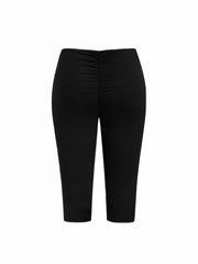 High Stretch Mid Rise Jogger Capri Trousers Curve & Plus