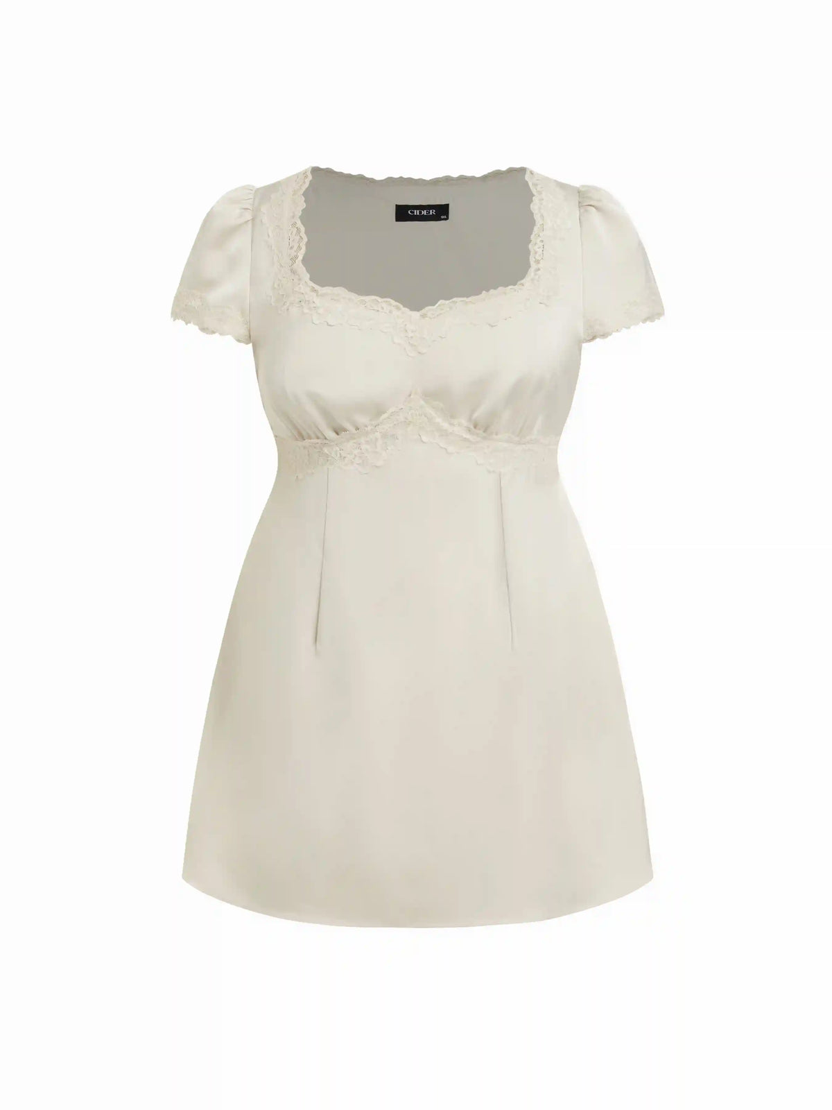 Square Neck Lace Panel Slip Knotted Mini Dress Curve & Plus