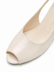 OPEN-TOE SLINGBACK KITTEN HEELS
