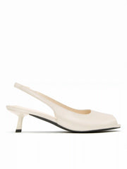 OPEN-TOE SLINGBACK KITTEN HEELS
