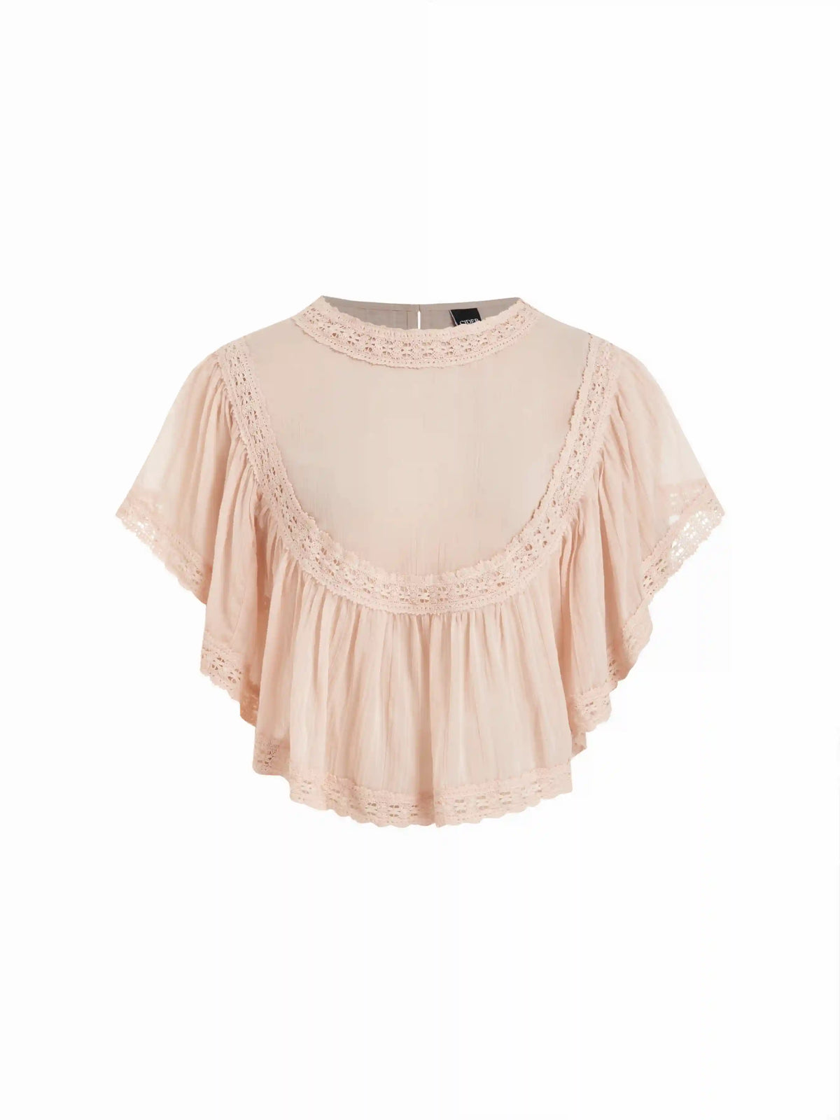 Chiffon Lace Panel Ruffle Sleeve Oversized Blouse