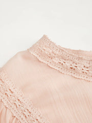 Chiffon Lace Panel Ruffle Sleeve Oversized Blouse