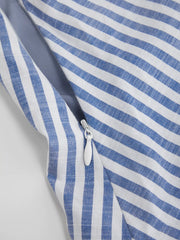 Cotton-blend Striped Boat Neck Pleated Peplum Tank Top Curve & Plus