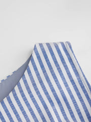 Cotton-blend Striped Boat Neck Pleated Peplum Tank Top Curve & Plus
