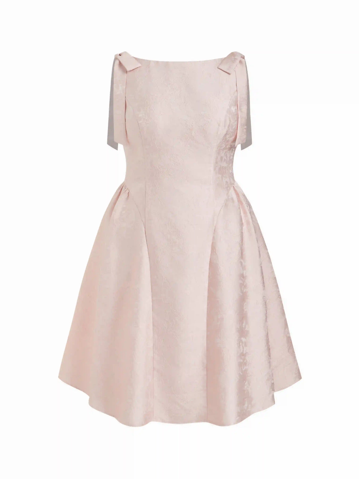 Jacquard Sculptural Boat Neck Bowknot Backless Flared Maxi Dress Curve & Plus