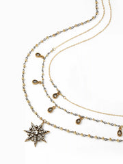 STAR&RHINESTONE LAYERED NECKLACE