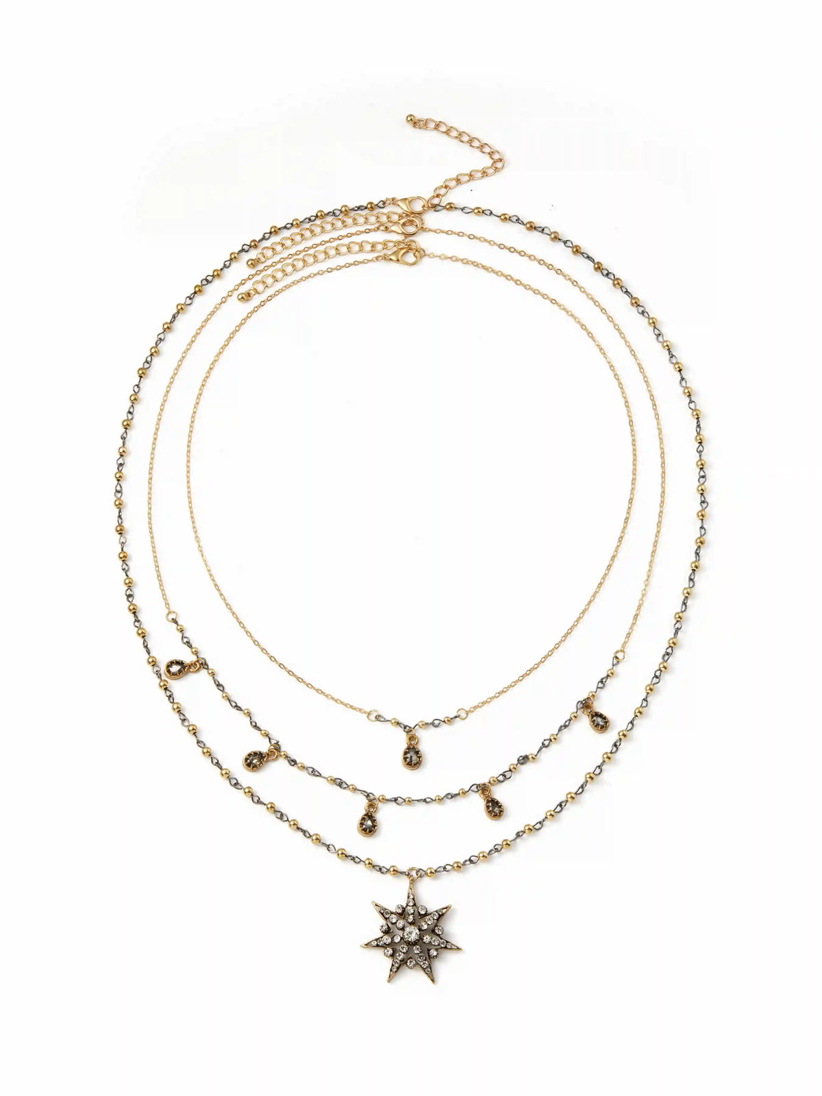 STAR&RHINESTONE LAYERED NECKLACE