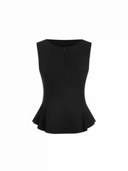 High Stretch Ruched Peplum Hem Tank Top