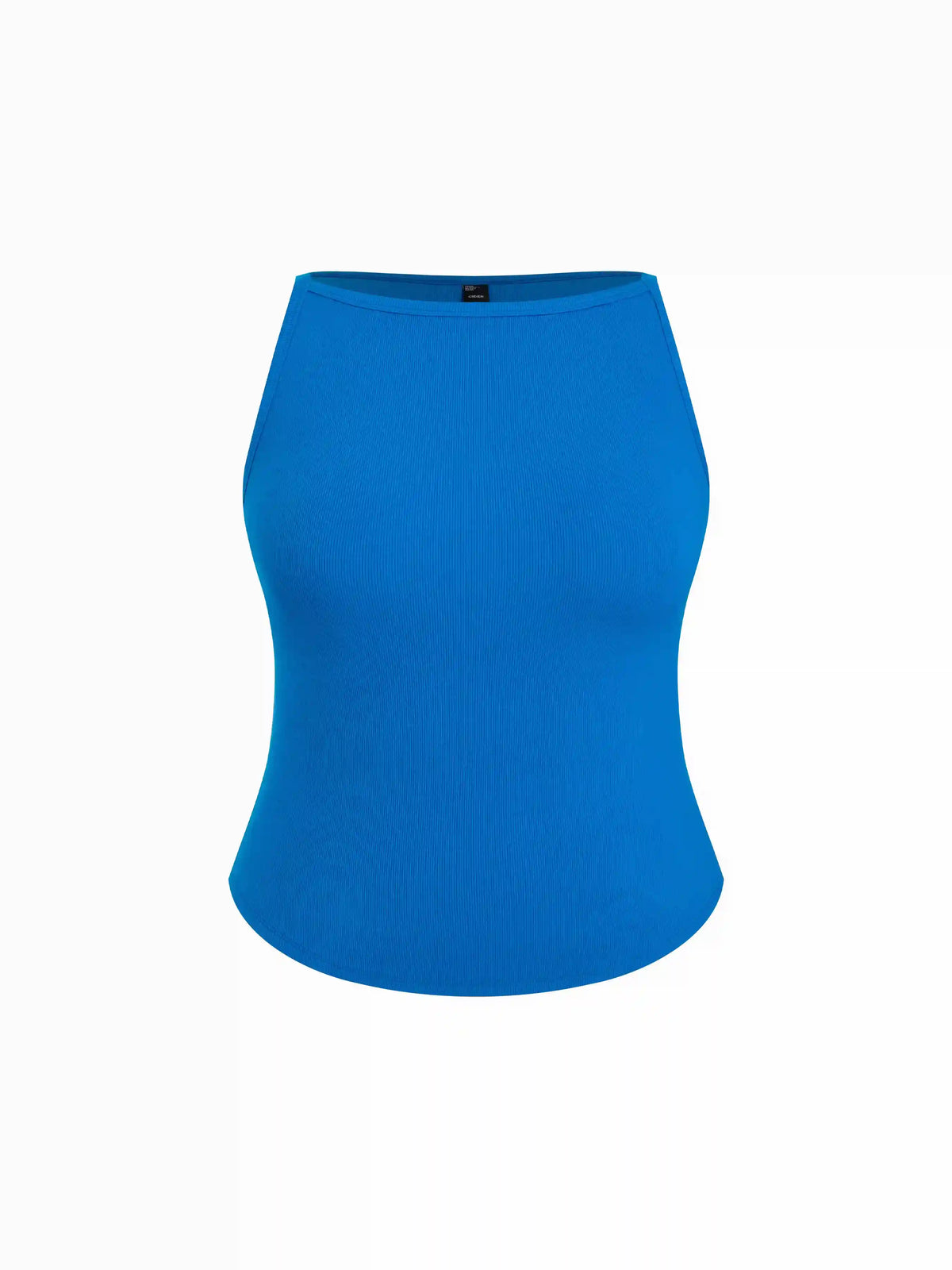 High Stretch Cotton-blend Boat Neck Ribbed Crop Tank Top Curve & Plus