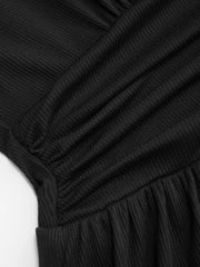 Textured V-neck Batwing Sleeve Draped Mid Rise Romper Curve & Plus