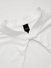 High Stretch Stand Collar Short Sleeve Cut Out Tee Curve & Plus