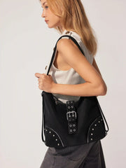 STUDDED BUCKLE TOTE BAG