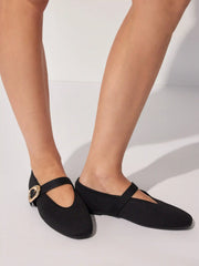 KNITTED BUCKLE MARY JANE FLATS