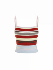 Knit Colorblock Square Neck Slim Crop Cami Top