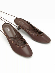 LACE-UP MULE KITTEN HEELS