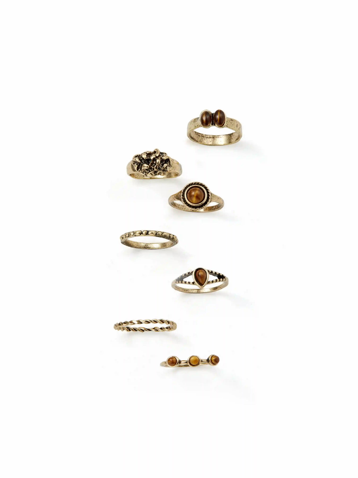 7PCS RESIN & TWISTED RING SET