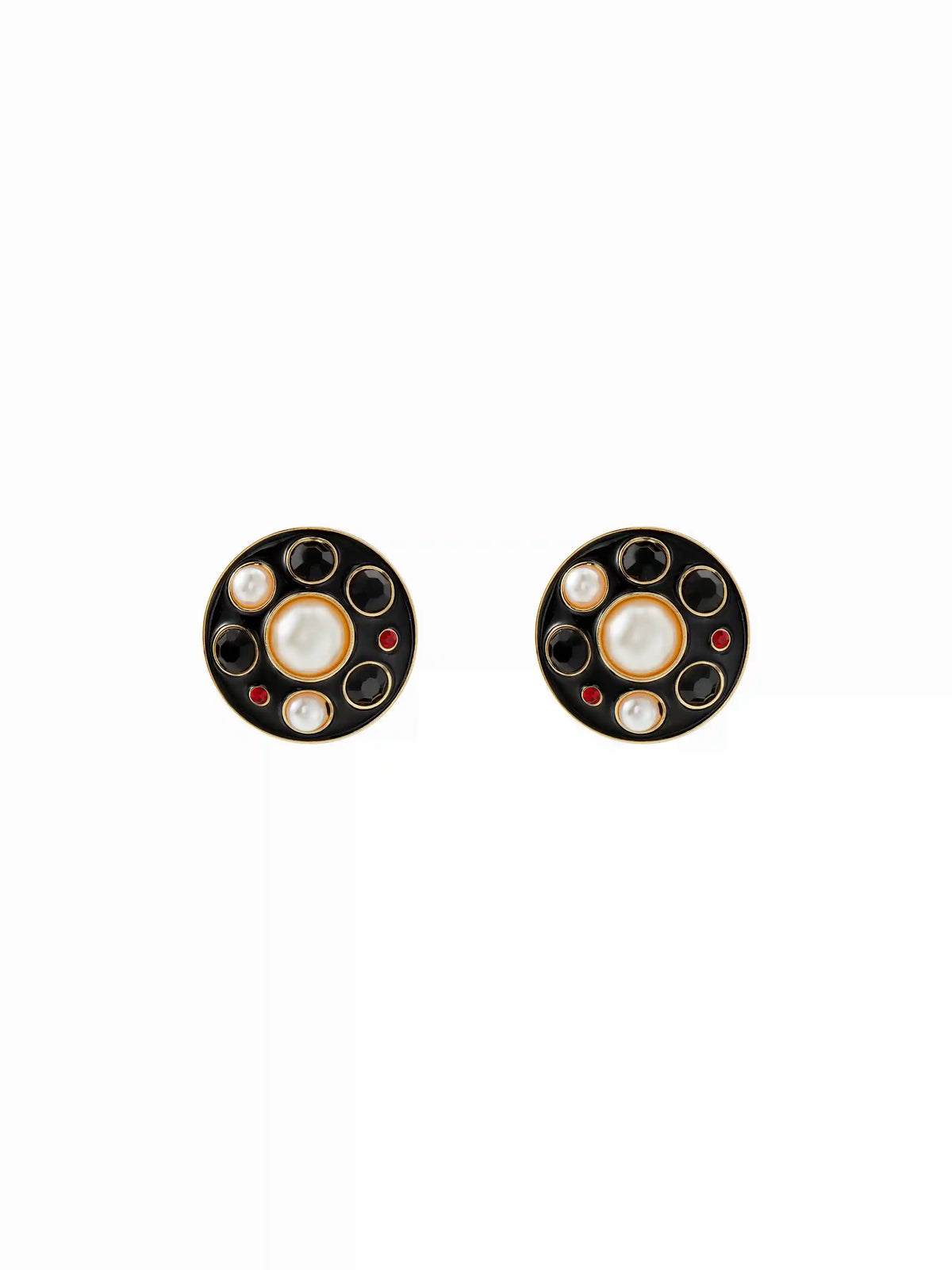 FAUX PEARL&RHINESTONE STUD EARRINGS