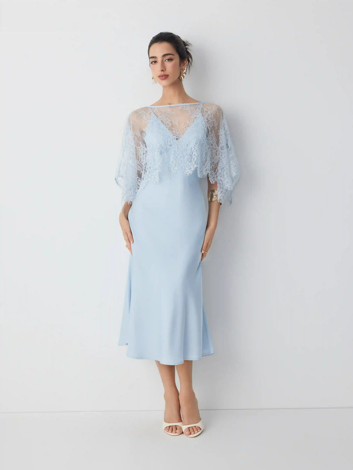 Lace Cape and Mermaid Maxi Dress Set