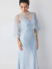 Lace Cape and Mermaid Maxi Dress Set