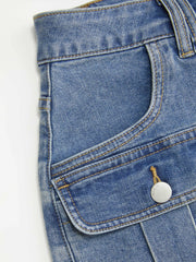 Stretch Cider Denim Low Rise Pocket Micro Shorts Curve & Plus