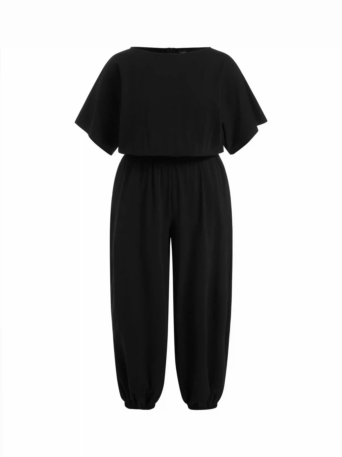 Cotton-blend Boat Neck Batwing Sleeve Mid Rise Jogger Jumpsuit Curve & Plus