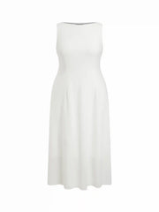 Boat Neck Solid Maxi Dress Curve & Plus