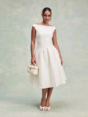 Jacquard Floral Embroidery Sleeveless Corset Midi Dress