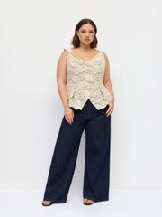 Lace Sweetheart Pleated Twisted Top Curve & Plus