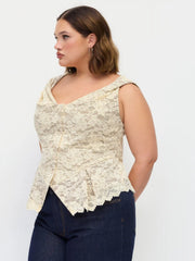 Lace Sweetheart Pleated Twisted Top Curve & Plus