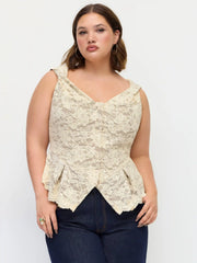 Lace Sweetheart Pleated Twisted Top Curve & Plus