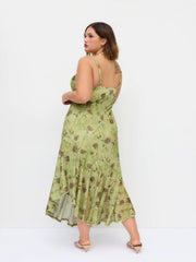 Mesh Floral Sweetheart Asymmetrical Hem Mermaid Maxi Dress Curve & Plus