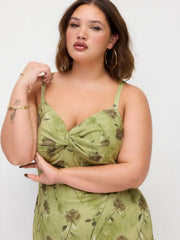 Mesh Floral Sweetheart Asymmetrical Hem Mermaid Maxi Dress Curve & Plus