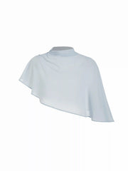 Stand Collar Asymmetrical Cloak Sleeve Mid Rise Wide Leg Jumpsuit Curve & Plus