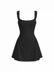 Scoop Neck Ruched A-line Tank Mini Dress