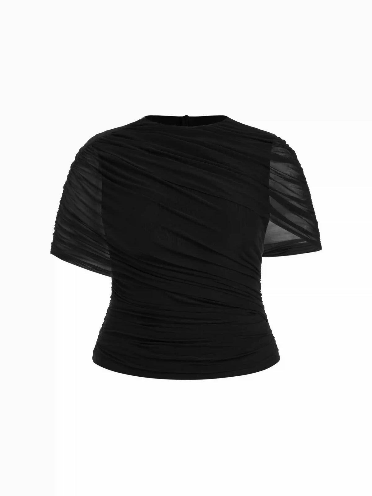 High Stretch Mesh Ruched Short Sleeve Top Curve & Plus