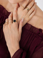 8PCS GEMSTONE & RHINESTONE RING SET