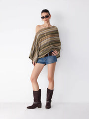 STRIPED KNITTED CAPE