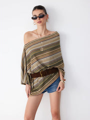 STRIPED KNITTED CAPE