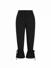 Low Rise Drawstring Split Flared Capri Trousers